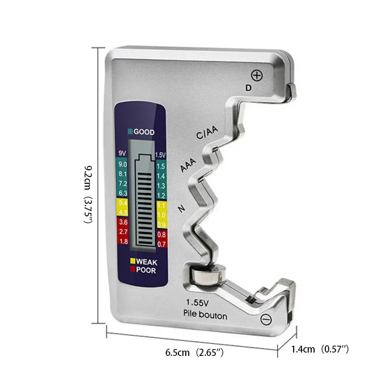 เครื่องทดสอบแบตเตอรี่ดิจิตอลจอแสดงผล LCD C D N AA AAA 9V 1.5V แบตเตอรี่เซลล์ปุ่มตรวจสอบความจุเครื่องตรวจจับความจุเครื่องมือวินิจฉัย