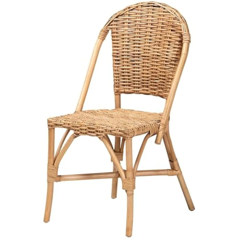 Modern Bohemian Natural Rattan 2-Piece Dining Chair Set