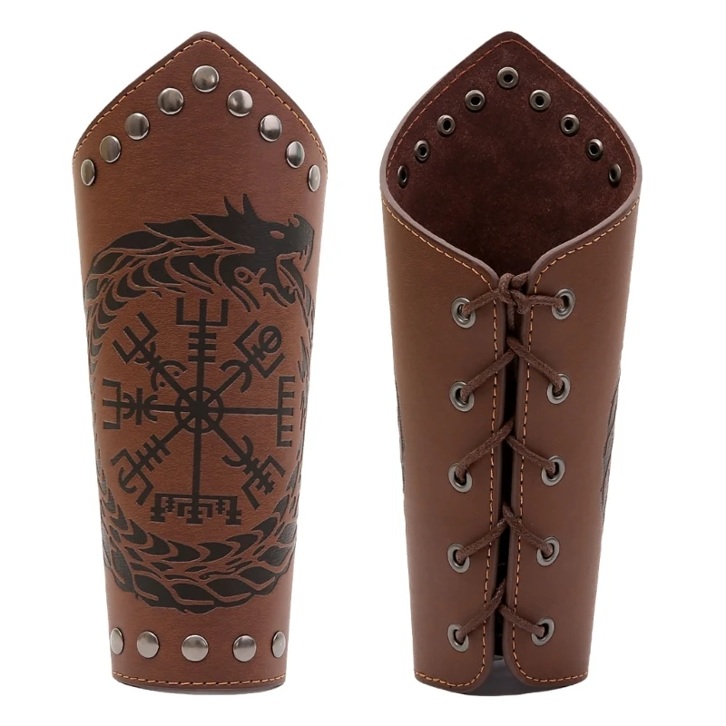 Punk Arm Protectors Embossed Pattern Arm Bracers for Masquerades Party Arm Guard Stage Performers Costume Props Armband