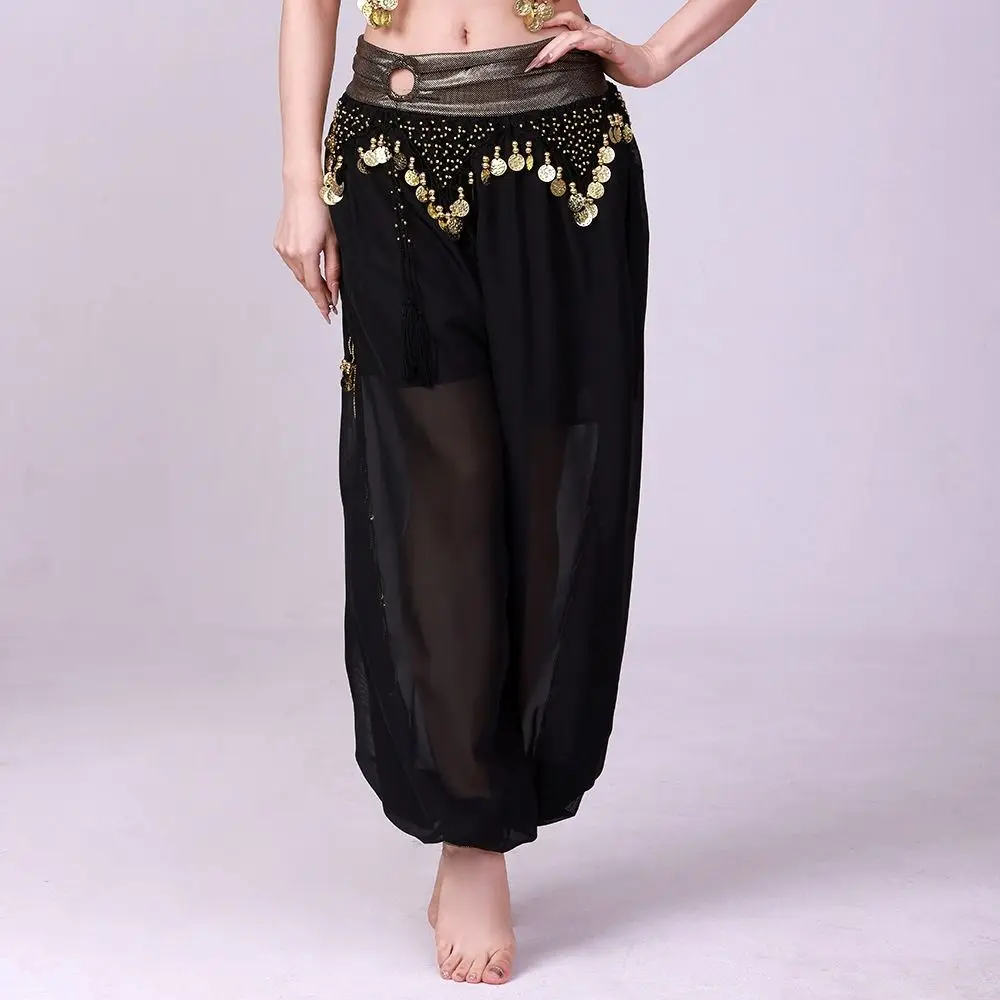 Pantalones de danza del vientre con lentejuelas a la moda, ropa de actuación con borlas, pantalones de baile con lentejuelas, accesorios sueltos para danza del vientre, bombachos para baile