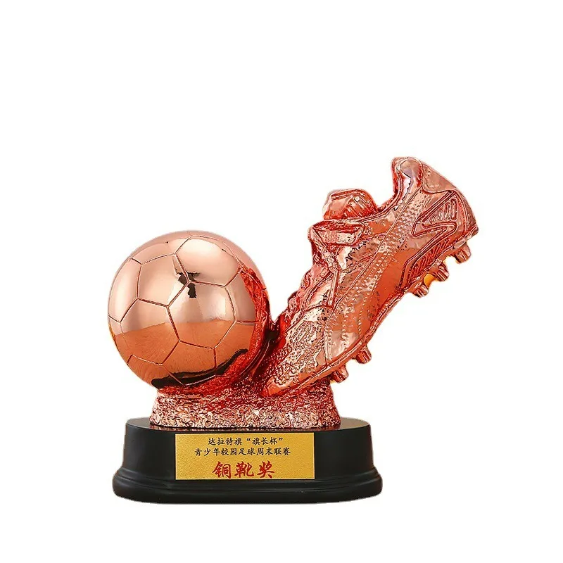 New Premium Resin Gold Plated Trophy Model Striker Award Golden Boot Trophy Football Championship Trophy