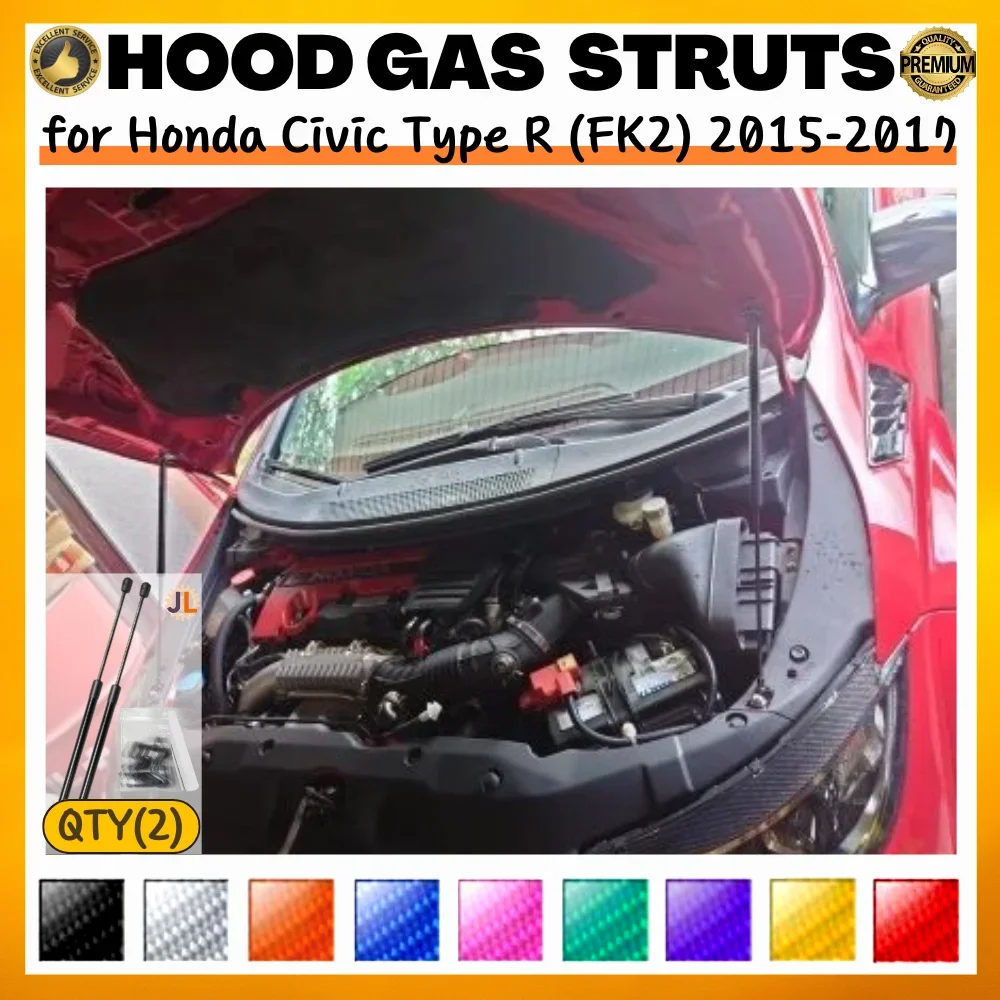 

Qty(2) Hood Struts for Honda Civic Type R (FK2) 2015-2017 Front Bonnet Modify Gas Springs Shock Absorber Lift Supports Dampers