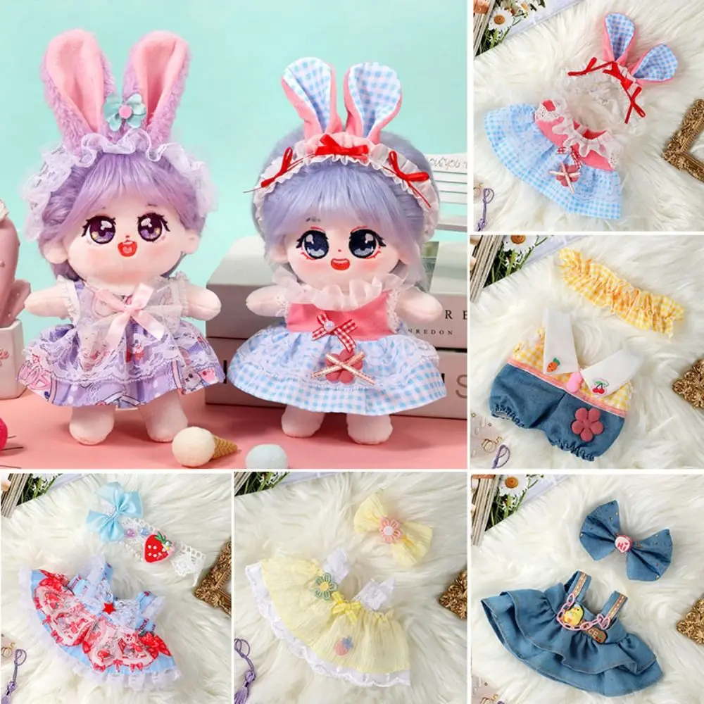 

New Cute Doll Lovely Clothes With Bow Headband Accessories 10 Styles Princess Dress Doll Skirt 20cm Cotton Doll/EXO Idol Dolls