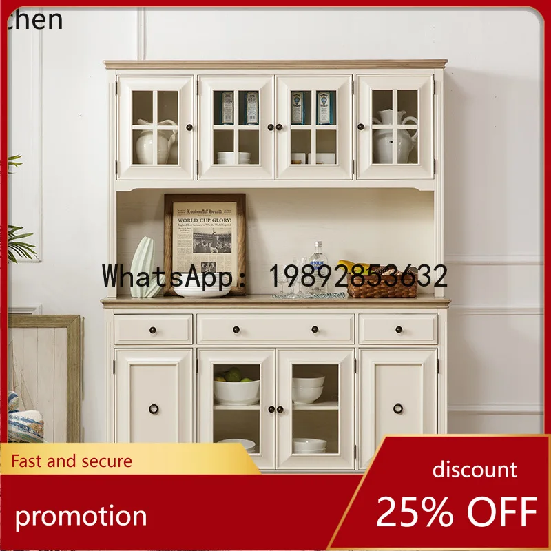 YFY  Solid Wood Wine Cabinet Simple Tea Bowl Cabinet Multifunctional Storage Double-layer Western Kitchen Cabinet