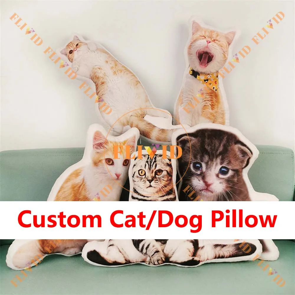 Custom Pillow Personalized 3D Pet Dog/Cat Animals Pillows Creative Birthday Gift Memorial Photo Cushion Sofa Throw Pillow