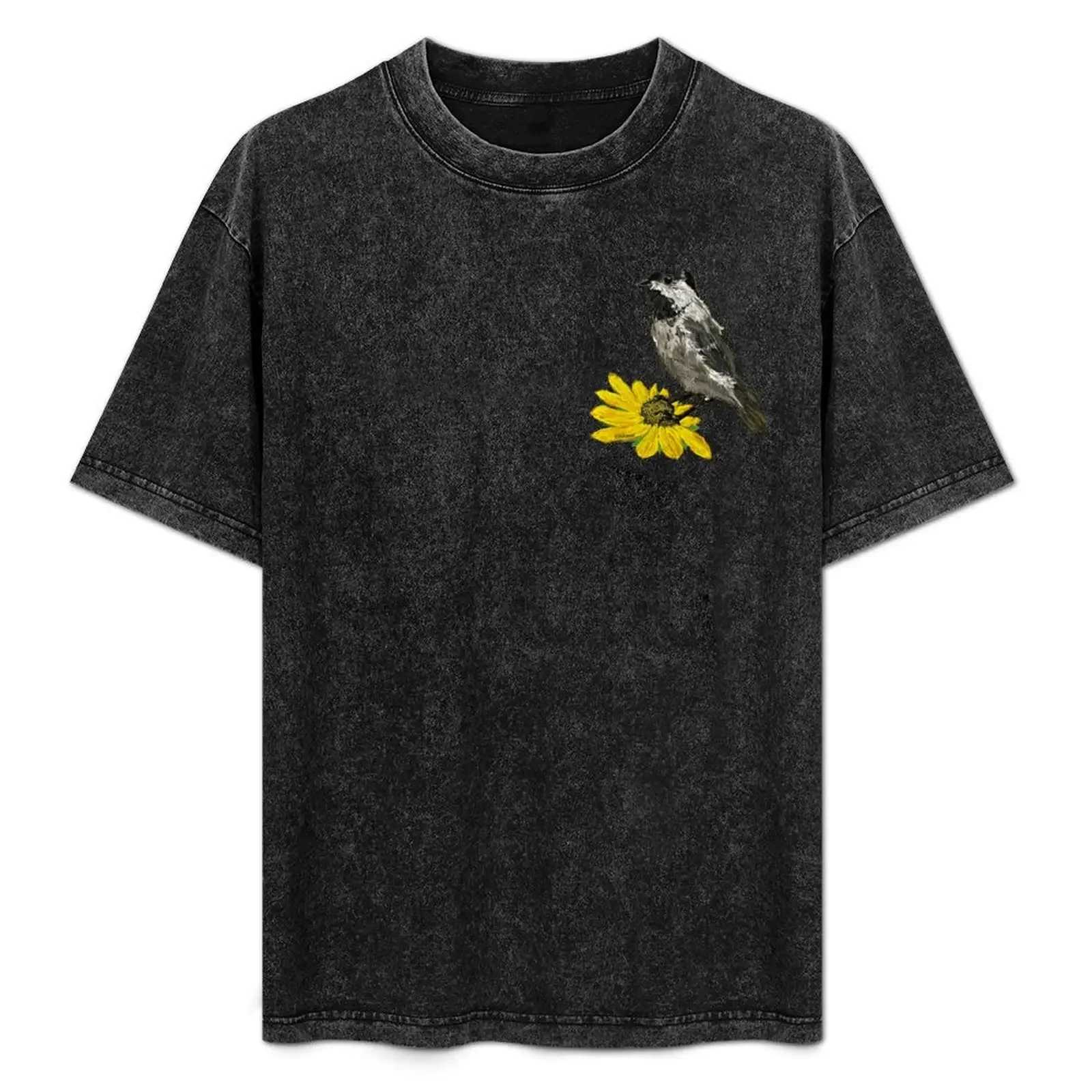 Smaller sized Chickadee On A Sunflower T-Shirt t shirt for man 100 percent cotton t shirt man casual T-Shirt