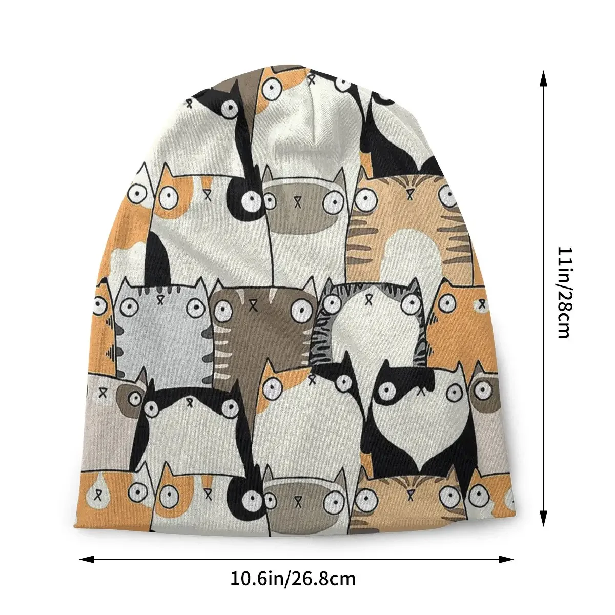 Staring Cats Animal Meme Unisex Bonnet Winter Windproof Double Layer Thin Hats For Men Women