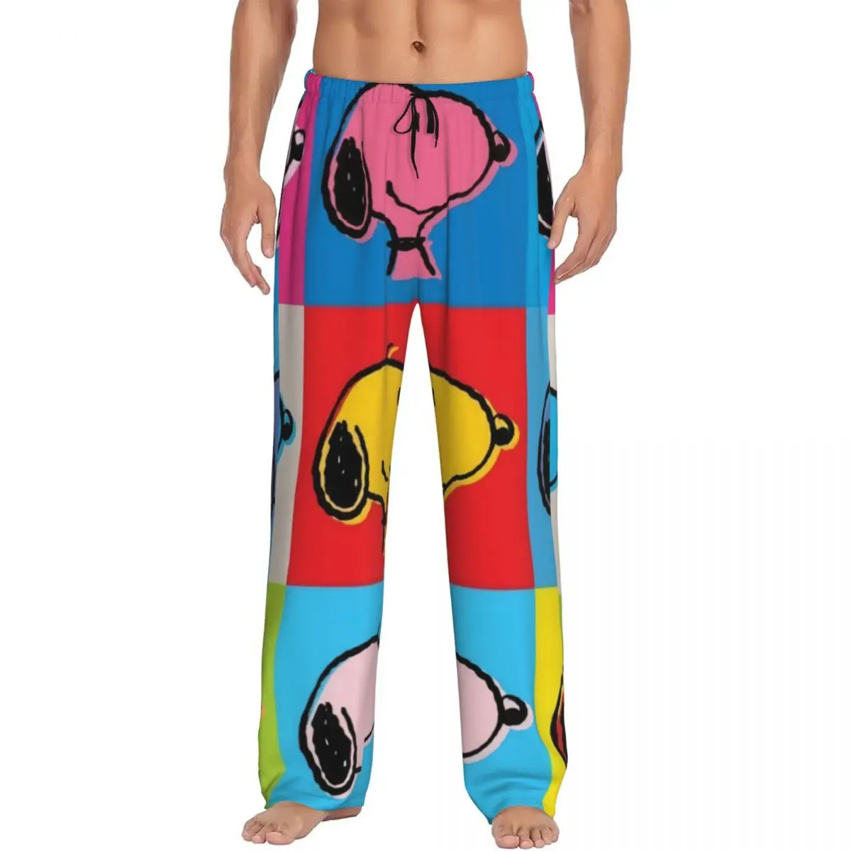 

Custom Manga Snoopy Woodstock Cartoon Dog Pajama Pants Men Sleepwear Lounge Sleep Bottoms Stretch with Pockets
