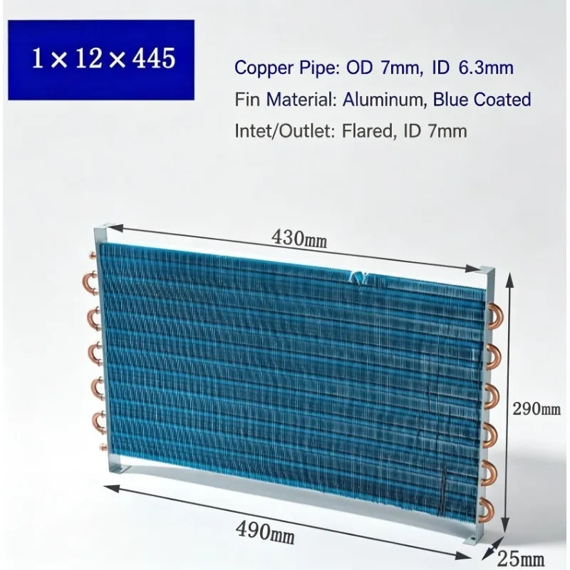 1x6x120 Micro Mini Condenser Copper Tube Fin Heat Sink Evaporator Heat Exchanger Water Cooling Radiator for Cooling System