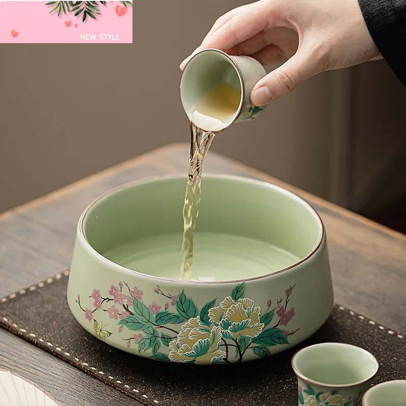 

Горошек Зеленый Ru Печь Цзяншуй Цветок Гибискуса Мытье Чашка Большой Вместительный Чай Мусорный Бак Бытовые Принадлежности Chaxi Cha Craft