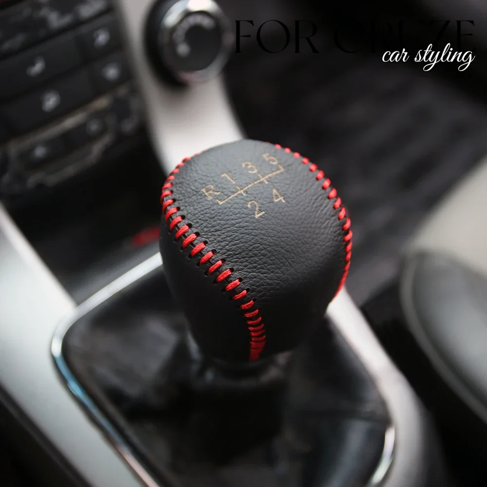Genuine Leather Gear Shift Knob Handbrake Cover for Chevrolet Cruze Sedan Hatchback 2008 - 2014 MT 5 6 Speed Accessories