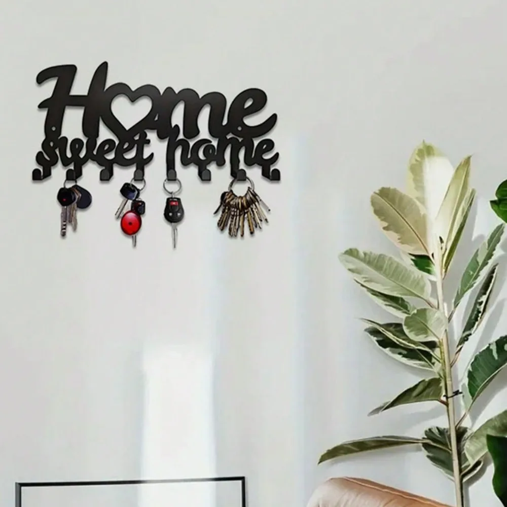 1 PC Sleek Black Metal Wall Hooks - Creative Kitchen Towel Holders for Home, Distinctive Personalized Gift for Friends & Family