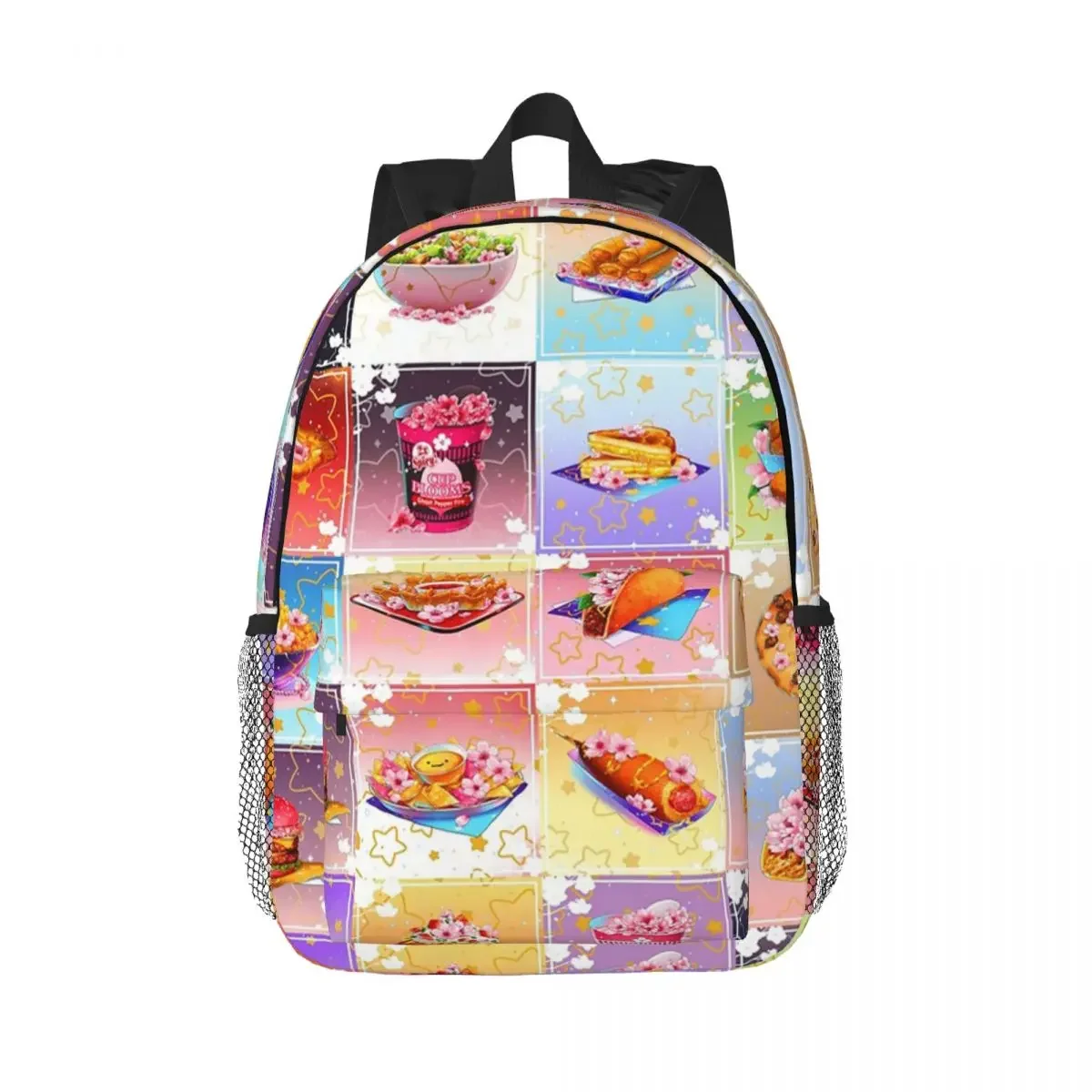 

Aesthetic Comfort Foods Collage With Cherry Blossoms Backpacks Boys Girls Bookbag Students School Bags Rucksack Shoulder Bag