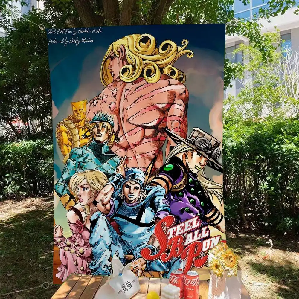 1PC Anime JoJo's Bizarre Adventure Creative Pattern Hanging Flag Polyester Printed Banner Hand Pulled Flag