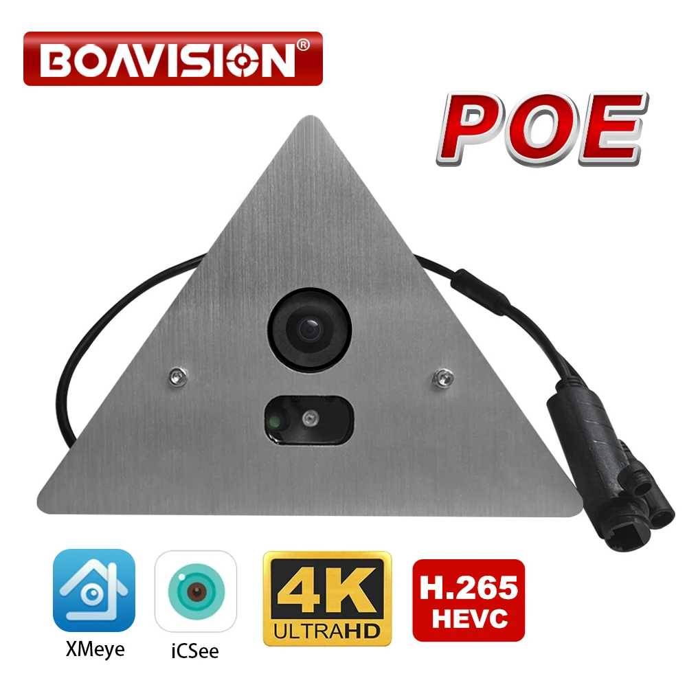 

H.265 8MP POE Infrared IR Night Vision Corner Elevator Cam Network IP Cam 2.8MM Lens With Microphone Audio P2P iCSee XMEye