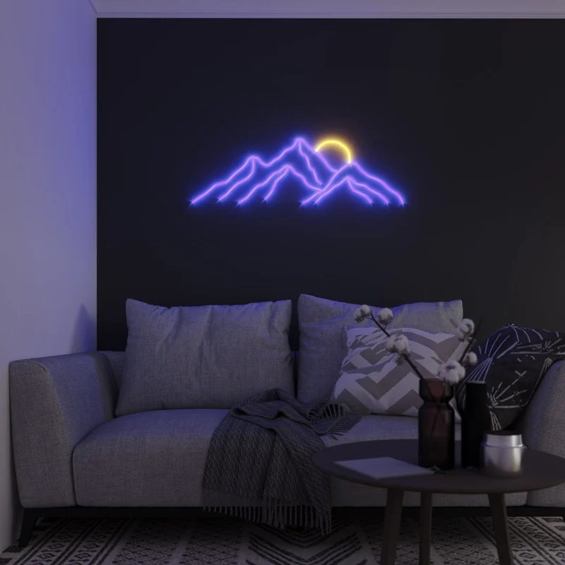 Imagem -03 - Montanhas Led Neon Sign Sunrise Decoração da Sua Casa Pôr do Sol Sinal de Parede Luz Néon Flex Led Luz de Néon Quarto em Casa Decoração do Escritório Presente