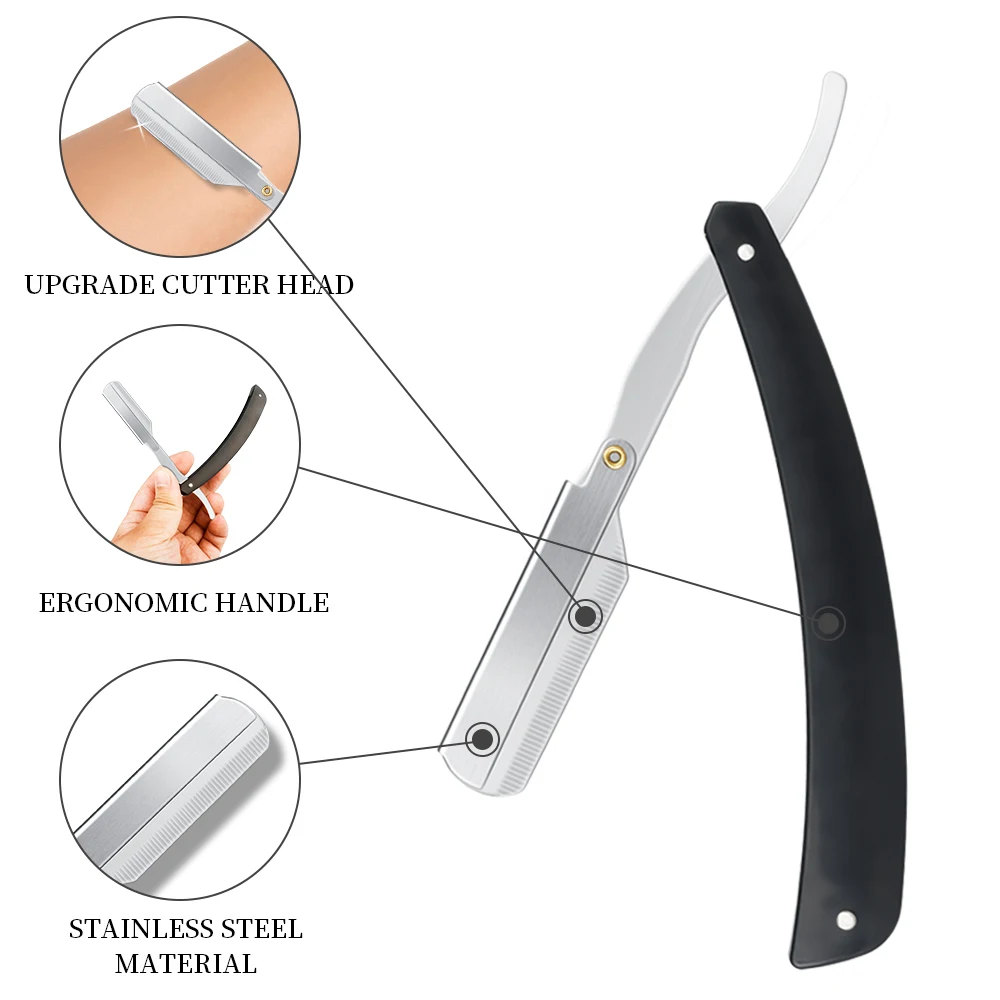 1 قطعة الحلاقة مستقيم الفولاذ المقاوم للصدأ للطي الحلاقة الحلاقة إزالة الشعر أدوات حلاقة المهنية الرجال سلامة الحلاقة حامل #3