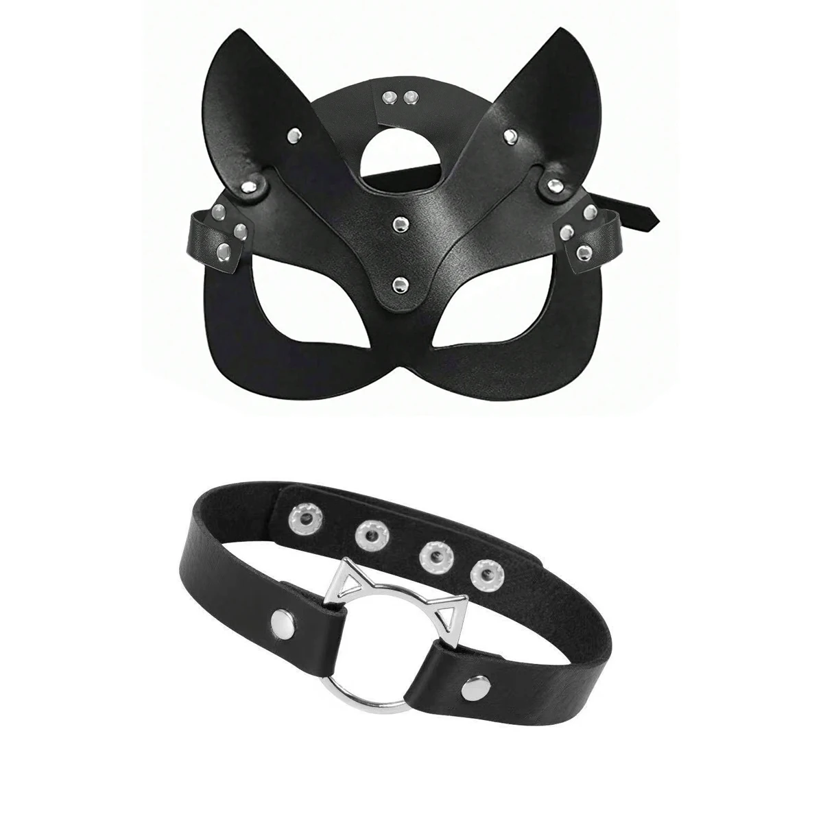 

2PCS Unisex Fashion Leather Decorative Strap Adjustable Punk Gothic Mask Collar Daily Parties Music Festivals Holiday Accessorie