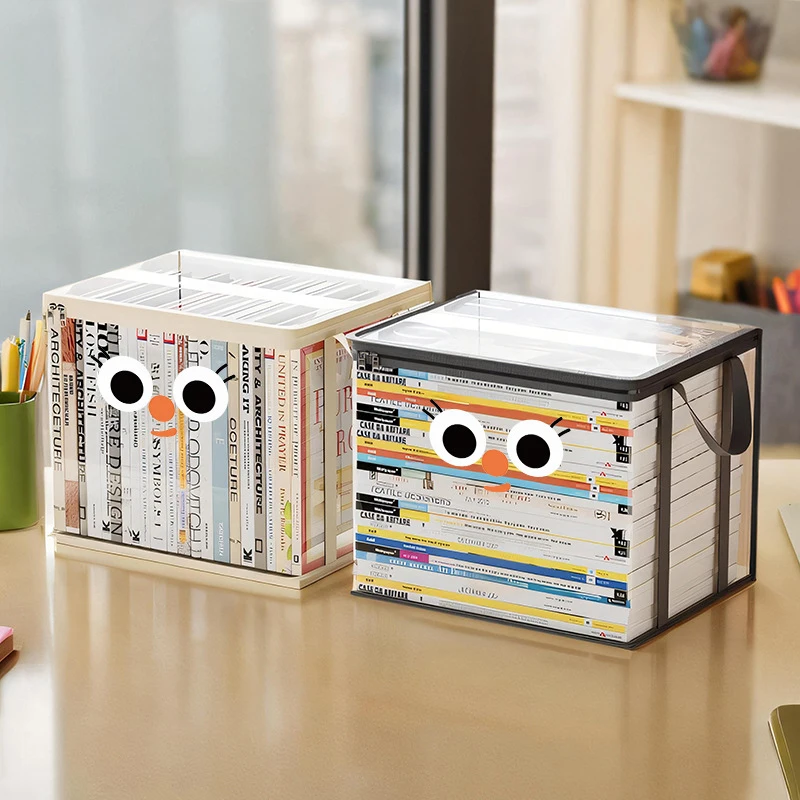 Cartoon Foldable Book Box Student Dormitory Classroom Book Organizer Waterproof Household Book Organizing Storage Box