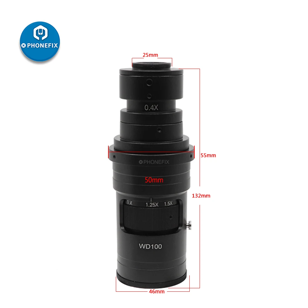 Adjustable 180X 120X 300X 200X 130X Zoom C-mount Lens 0.7X~4.5X Magnification 25mm For HDMI USB Industry Video Microscope Camera