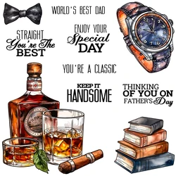 Mangocraft Wine Bottle Books Cutting Dies Clear Stamp Father's Day DIY Scrapbooking Metal Dies Silicone Stamps For Cards Albums