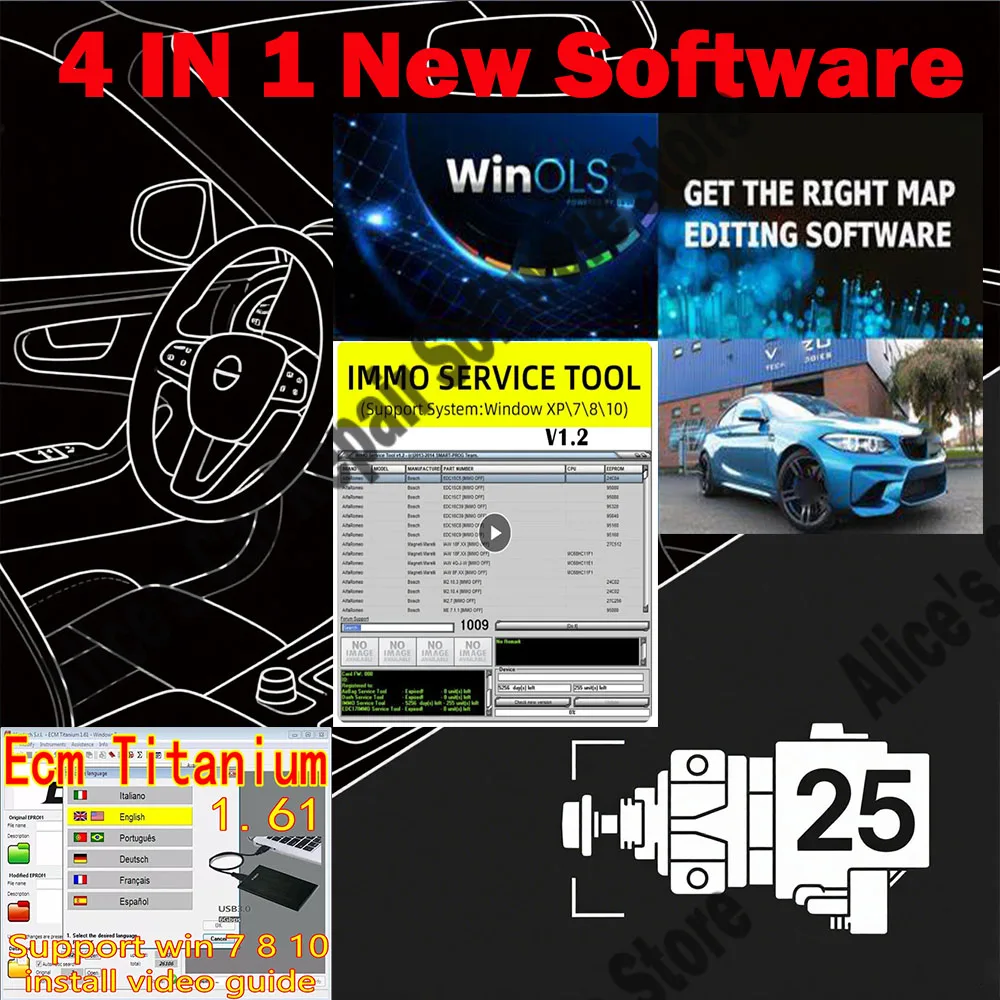 

Winols 4.7 + ECM TITANIUM 26100 ECU Programming Tool Software + 2021 Damos Files + Immo Service Tool V1.2 + Leaning Video Guide