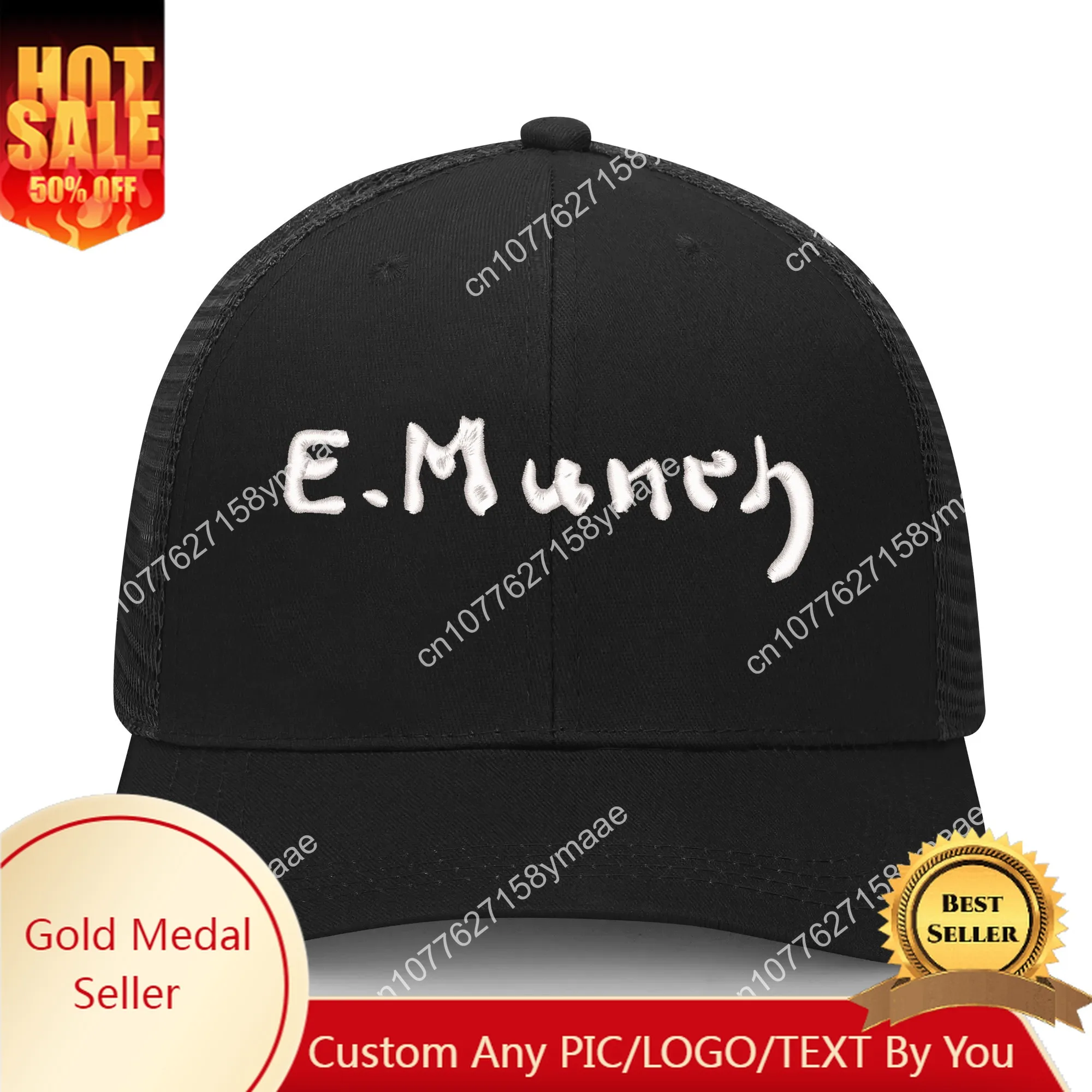 Edvard Munch Embroidery Hat Mens Womens Sports Baseball Hat Breathable Mesh Summer Sun Visor Headwear Custom Made Caps Logo