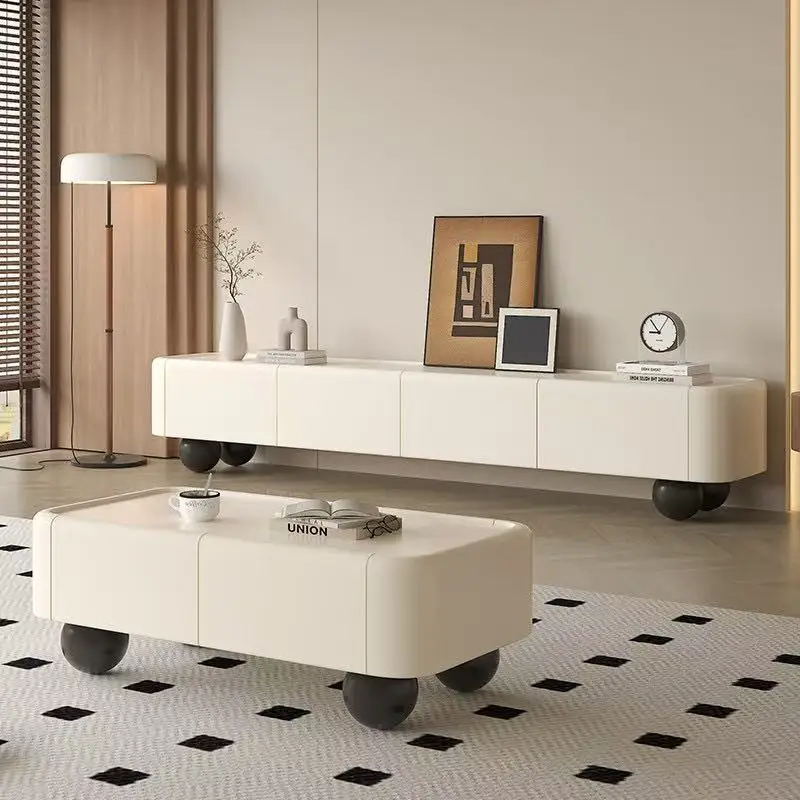 

coffee table combination living room household small apartment French medium and ancient style solid wood TV cabinet