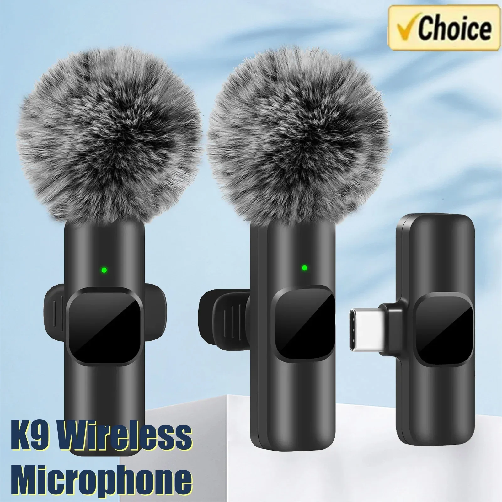 K9 Wireless Microphone For Android 2 Microphones For iPhone Video Recording Interviews And Plug and Play Noise Reduction