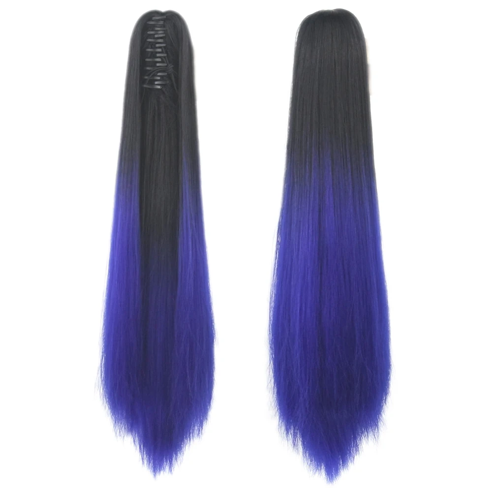 Long Straight Synthetic Pink Ombre Hair Extension Hairpiece Claw Ponytail Pony Fairy Tail Fake Hair Pieces Clip In Wig