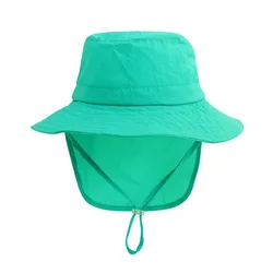 Boys Girls Bucket Hats 2 3 4 5 Years Old Kid's Breathable UV Sun Protection Beach Caps with Neck Flap Play Hat 12 Colors