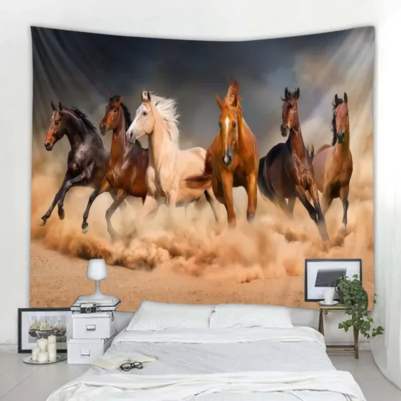 

Horse 3d printing big tapestry wall hanging polyester cloth home decoration mandala bohemian hippie room wall decoration
