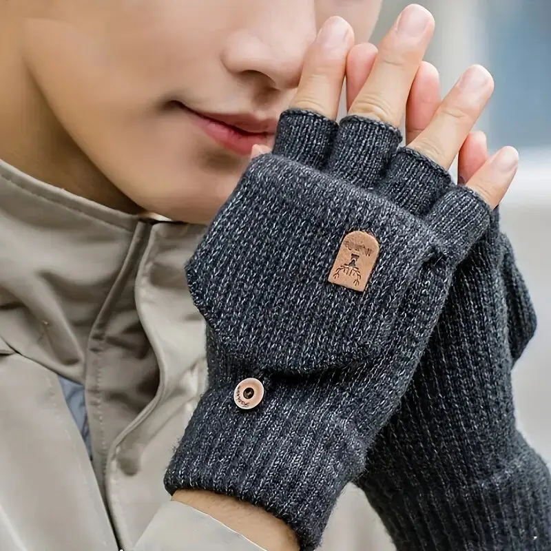 Gestrickte fingerlose Handschuhe Winter verdicken warme Touchscreen-Handschuhe für Männer Frauen Handschuhe warme Halbfinger-Studentenhandschuhe