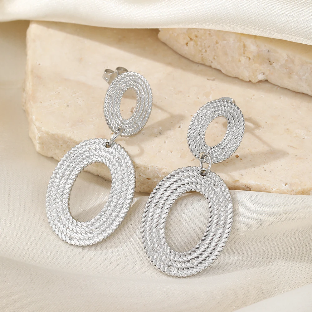 Stainless Steel Earrings Minimalist Design Fashionable Personalized Oval Dangle Earrings For Women Jewelry Commuter Daily Match