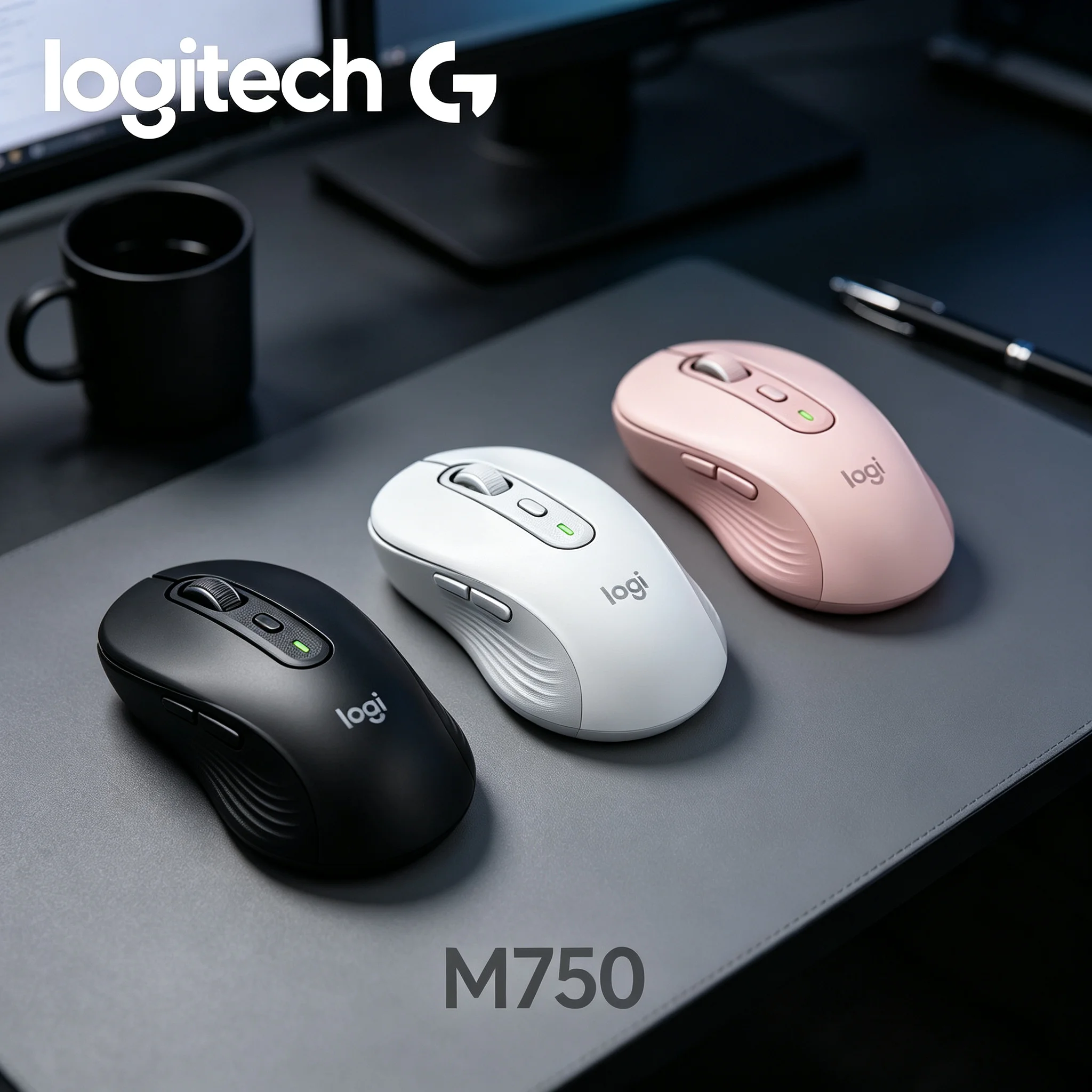 Logitech M750 2.4G Bluetooth Wireless Mice, Low‑latency Connection for PUBG Battleground, Comfortable for Long‑time Contract Pap