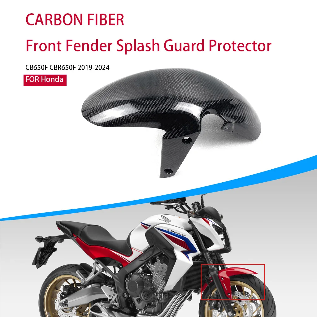 

AKOSO Motorcycle Mudguard For Honda CB650F 2019+ Carbon Fiber Front Fender Wheel Hugger Mud Splash Guard Motorbike Accessories