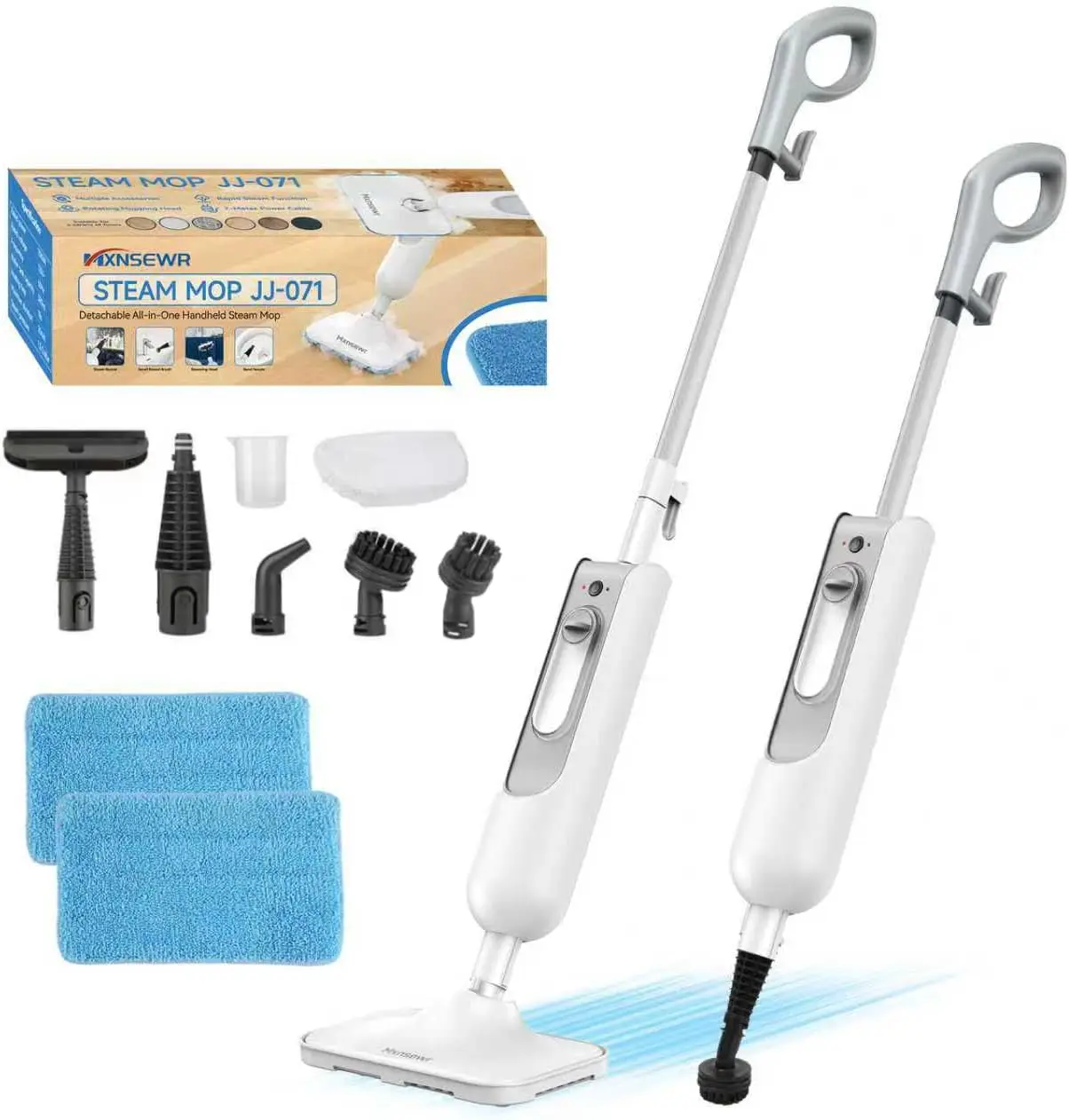 

Steam Mop All-in-one Multi-Functional Powerful Steam Cleaner, Handheld Detachable Floor Steamer with 2 Steam Level, 380ML