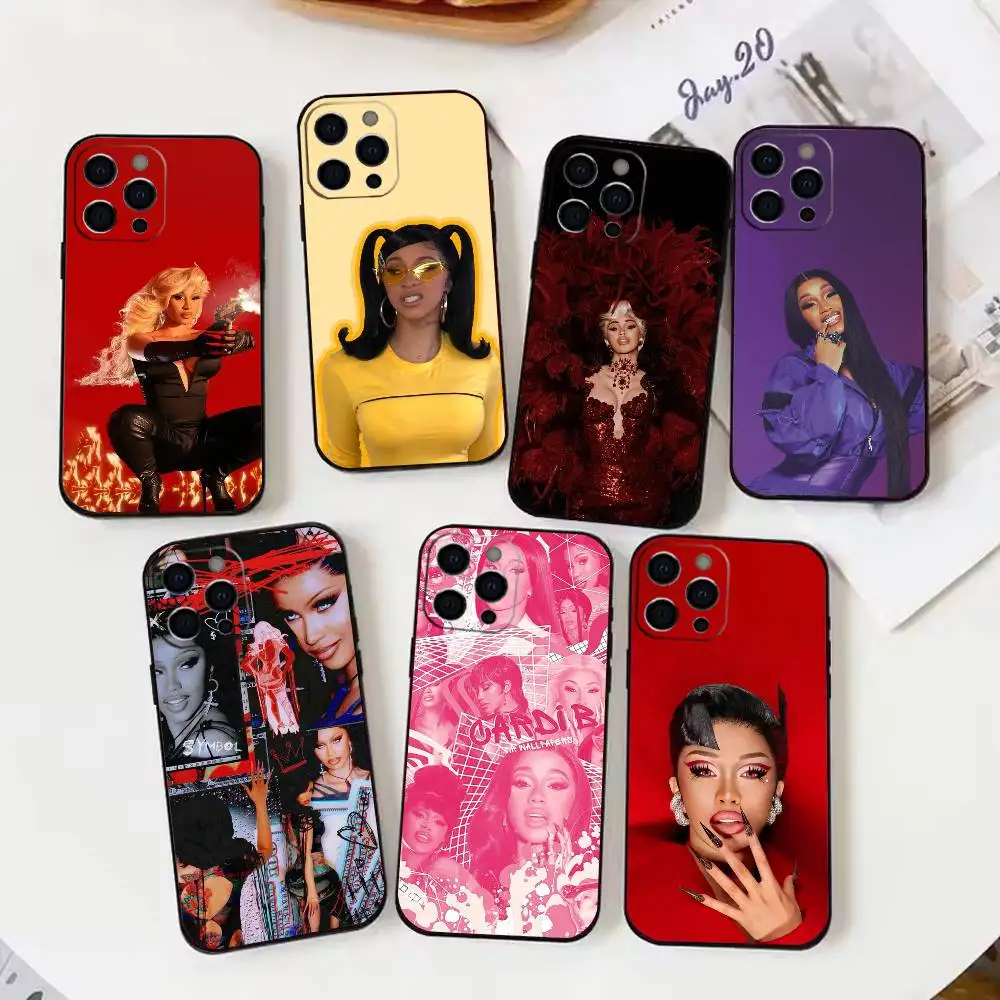 

Singer C-Cardi B Phone Case For iPhone 17,16,15,14,13,12,11 Plus,Pro Max,XS,Soft Silicone Black Cover