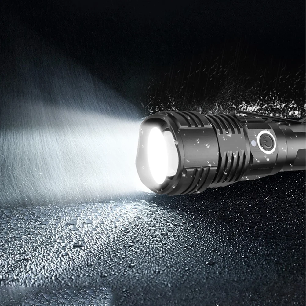 

1Pcs Multi-Functional LED Flashlight Aluminum Alloy USB Rechargeable Adjustable 5 Modes Telescopic Zoom Outdoor Camping Hiking