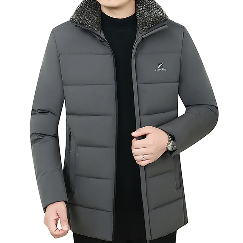 Chaqueta gruesa con Cuello de piel para hombre, abrigo informal para mantener el calor, Parka para exteriores, invierno, 2024