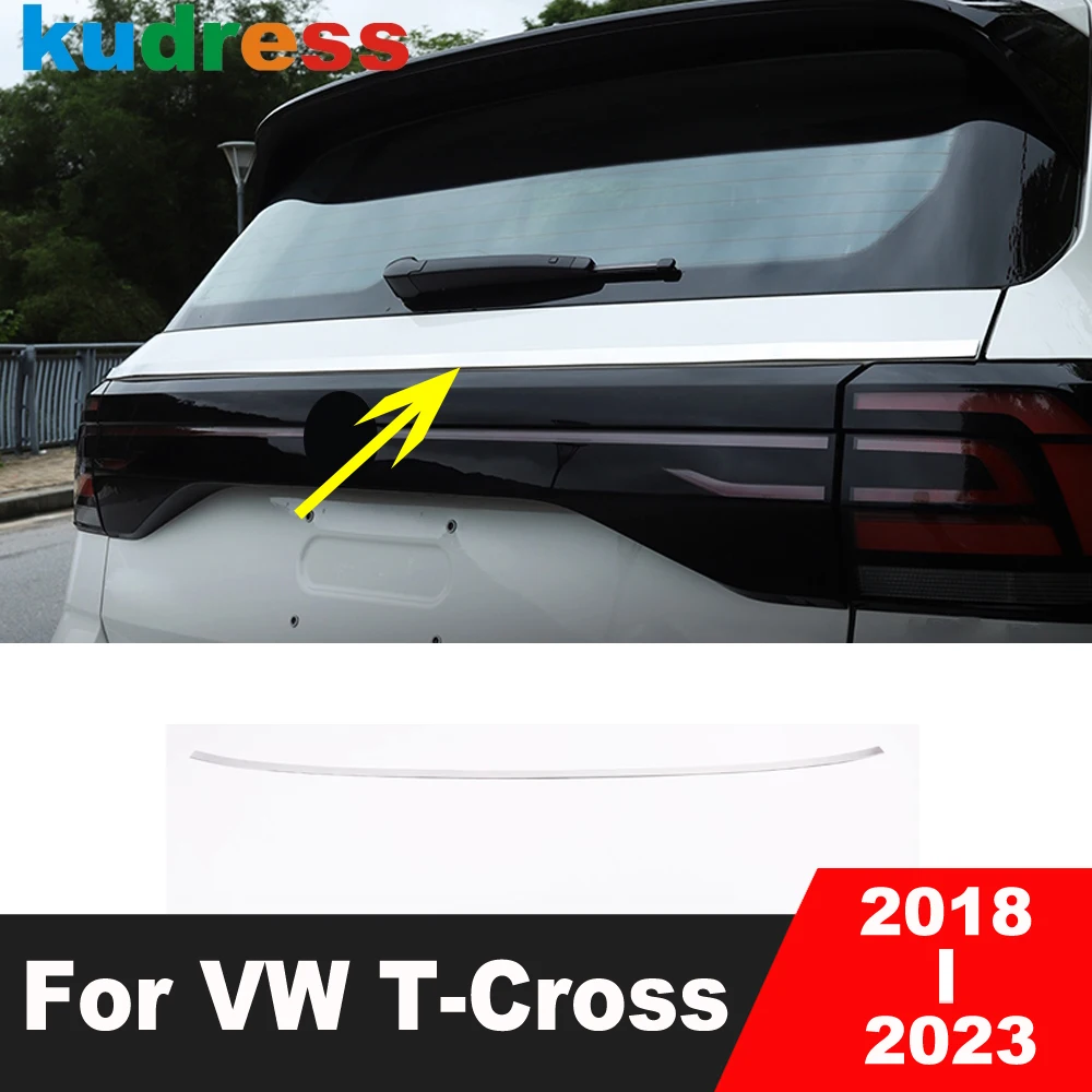 Rear Trunk Lid Cover Trim For Volkswagen VW T-cross Tcross 2018-2020 2021 2022 2023 Steel Car Tailgate Tail Door Molding Strip