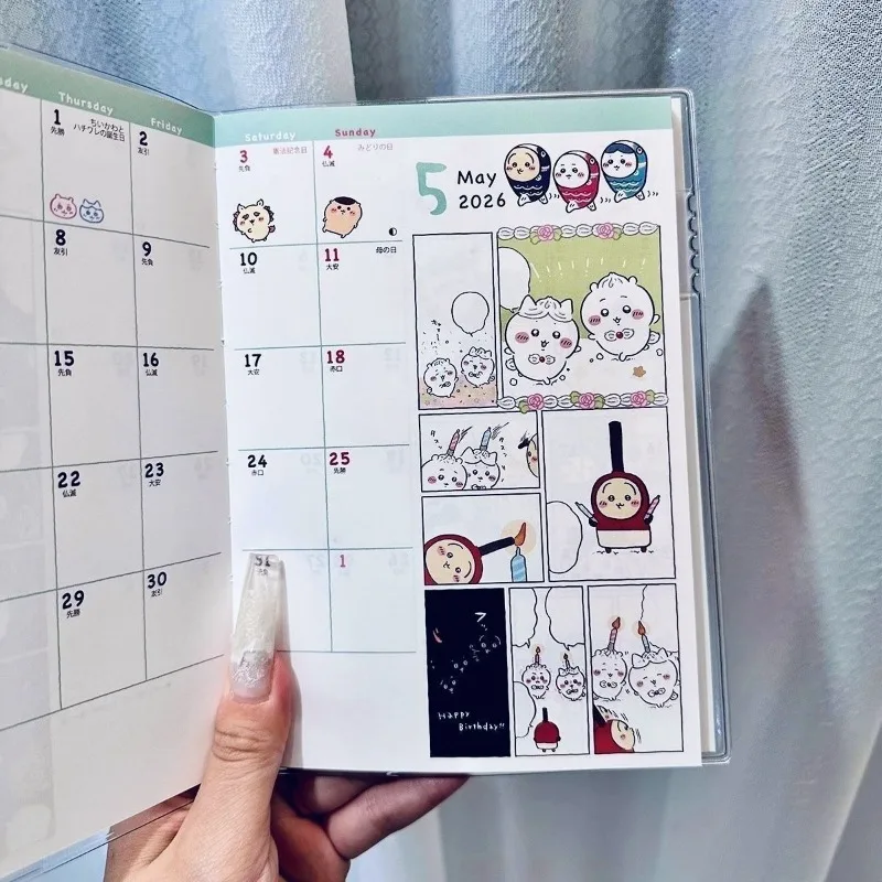 MINISO Chiikawa Usagi Hachiware لطيف Ins طالب 2026 جديد اليابان الجدول الزمني الهزلي كتاب جميل تلوين صفحة نمط أنيمي رحلة