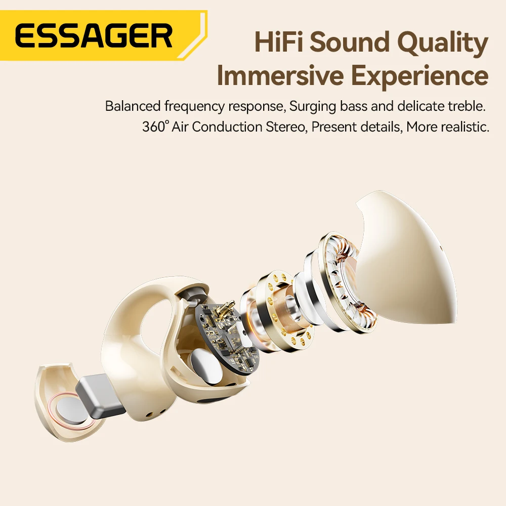 Essager TWS سماعات بلوتوث 5.3 لاسلكية ، سماعات رياضية مضادة للماء مع ميكروفون ، ستيريو BT كليب ، هاتف ذكي