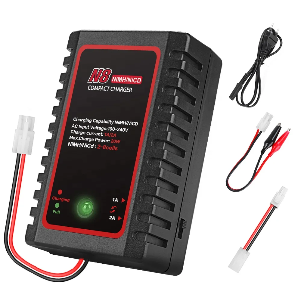 HTRC N8 Battery Charger 110-240V 2A 20W AC Compact RC Charger for 2-8S Nimh Nicd for RC Airplane Parts
