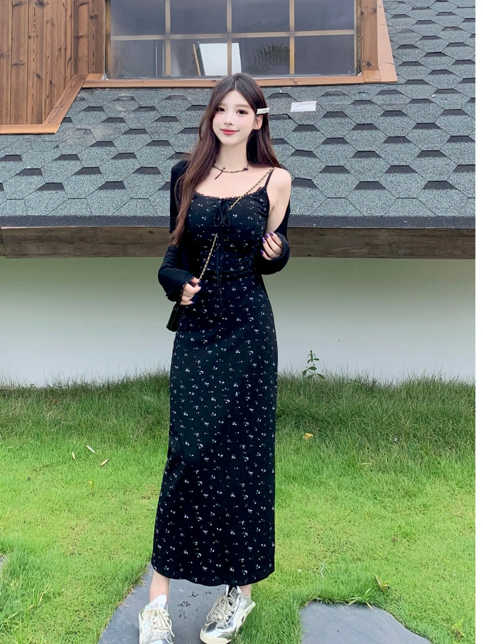 

plus Size Women's Bla Floral Print ter Dr A-Line Skirt Set Summer New Sle Waist Cinched Korean Sle Commute Dr