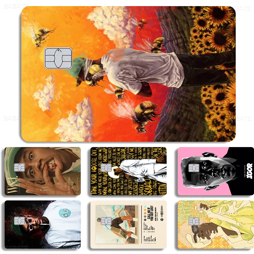 Rapper Tyler The Creator Flower Anime Cartoon Bear Skin Sticker Film Tape Case For Big Credit Debit Card Front Side