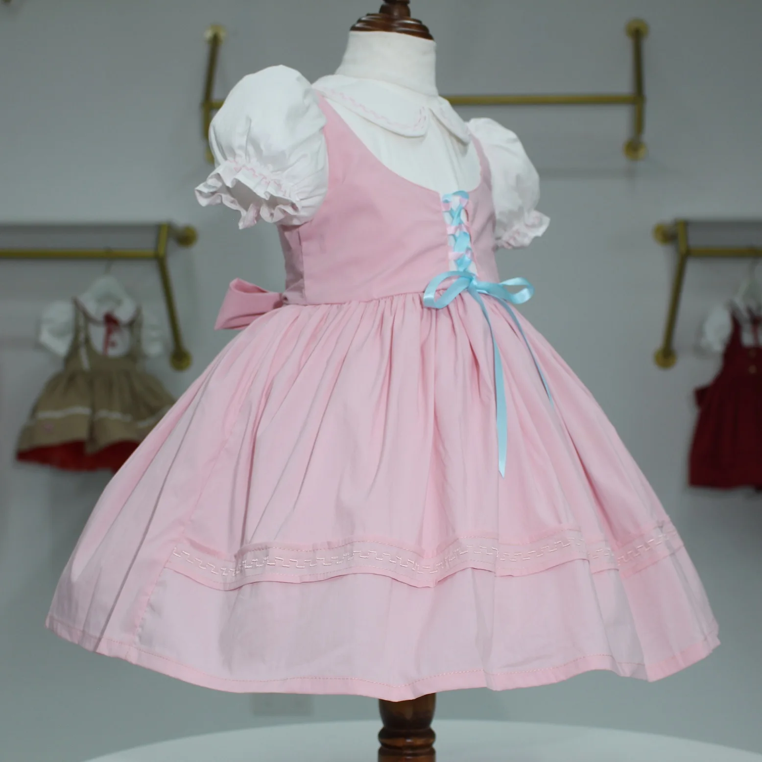0-12Y Baby Girl Summer Pink Unicorn Embroidery Turkish Vintage Princess Ball Gown Dress for Birthday Holiday Easter Eid  B156