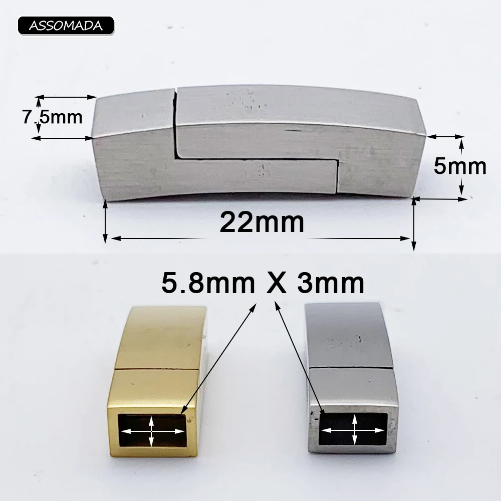 5.8Mm X 3Mm Rvs Magnetische Sluitingen Connector Gesp Handgemaakte Lederen Koord Gesp Sluitingen Armband Diy Sieraden Maken