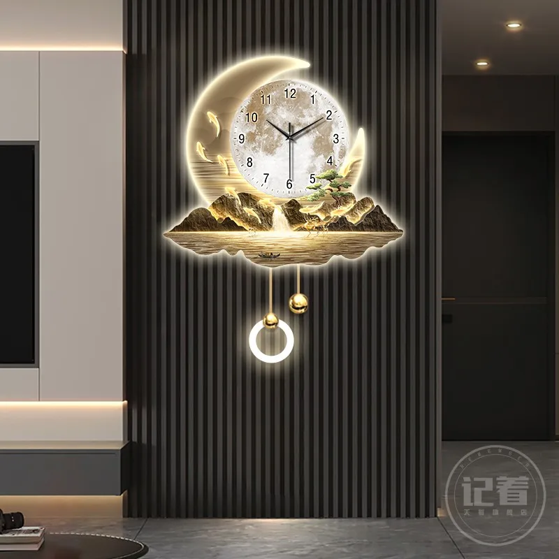 Interior House Wall Clock With Lamp Bedroom Living Room Bathroom Clock Wall Kitchen Modern Luxury Design Room Home Decoration