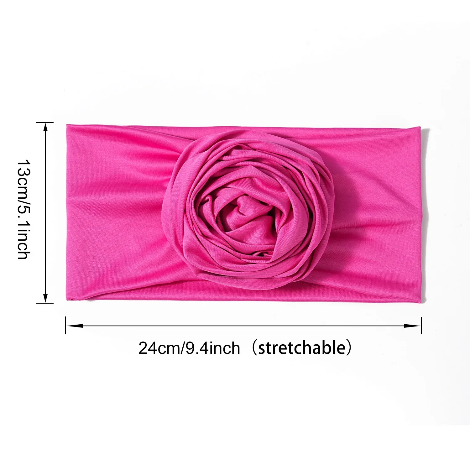 Rohes Seiden-Haarband mit großer Rose, atmungsaktiv, leicht, für afrikanische Frauen, Turban-Wickel, elastisch, Boho-Blumen-Bandana, Party-Kopfbedeckung – Detail 2